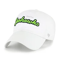 Women's '47  White Seattle Seahawks Trendy Script Clean Up Adjustable Hat