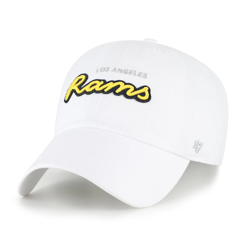 Women's '47 White Los Angeles Rams Trendy Script Clean Up Adjustable Hat