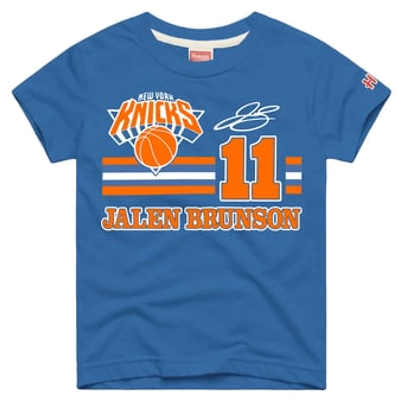 Youth Homage Jalen Brunson Blue New York Knicks Remix Signature Name & Number Tri-Blend T-Shirt