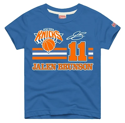 Youth Homage Jalen Brunson Blue New York Knicks Remix Signature Name & Number Tri-Blend T-Shirt