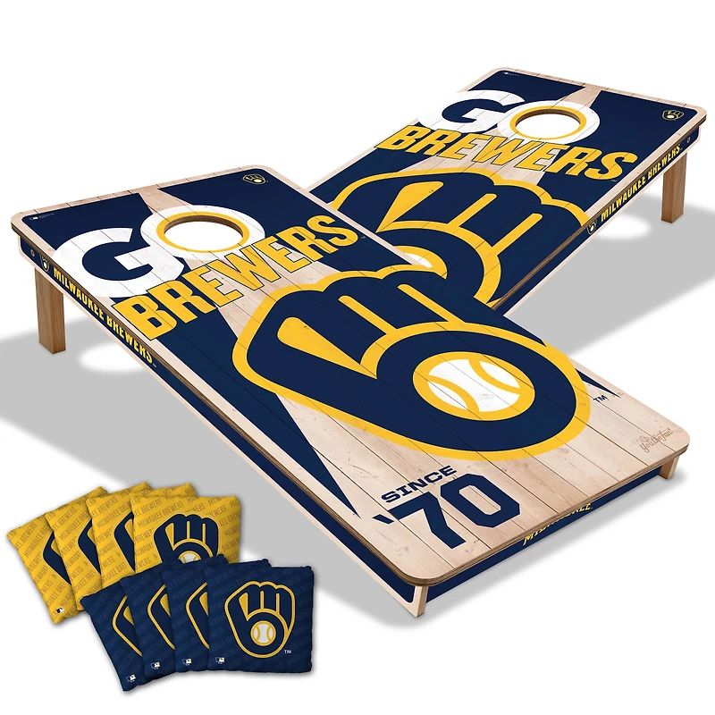 IDNA Milwaukee Brewers 2' x 4' Cornhole Game with Bags