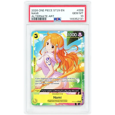 Nami 2026 One Piece Starter Deck Egghead Alternate Art #008 PSA Authenticated 10 Card