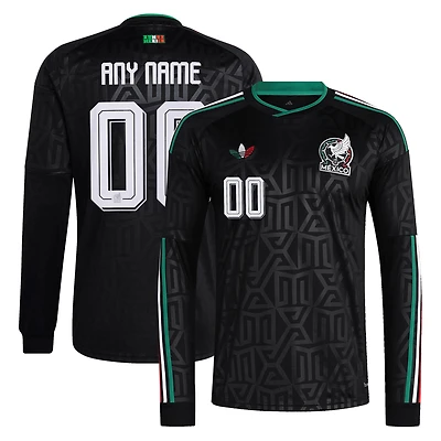 Men's adidas Black Mexico National Team 2026 Replica Long Sleeve Custom Jersey