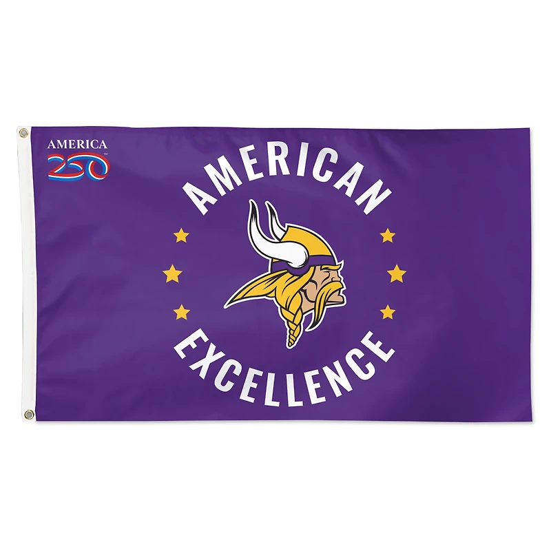 WinCraft Minnesota Vikings 3' x 5' One-Sided America 250 Deluxe Flag