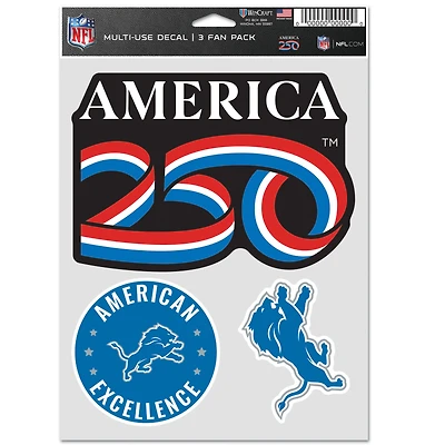 WinCraft Detroit Lions America 250 Three-Piece Fan Decal Set