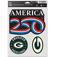 WinCraft Green Bay Packers America 250 Three-Piece Fan Decal Set