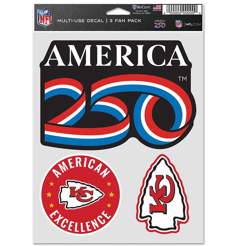 WinCraft Kansas City Chiefs America 250 Three-Piece Fan Decal Set