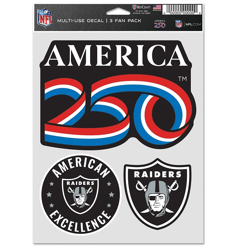 WinCraft Las Vegas Raiders America 250 Three-Piece Fan Decal Set