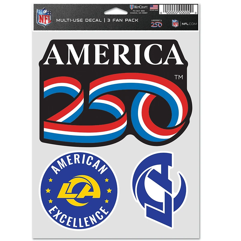 WinCraft Los Angeles Rams America 250 Three-Piece Fan Decal Set