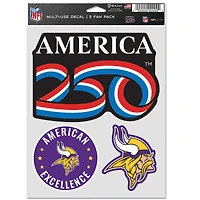 WinCraft Minnesota Vikings America 250 Three-Piece Fan Decal Set