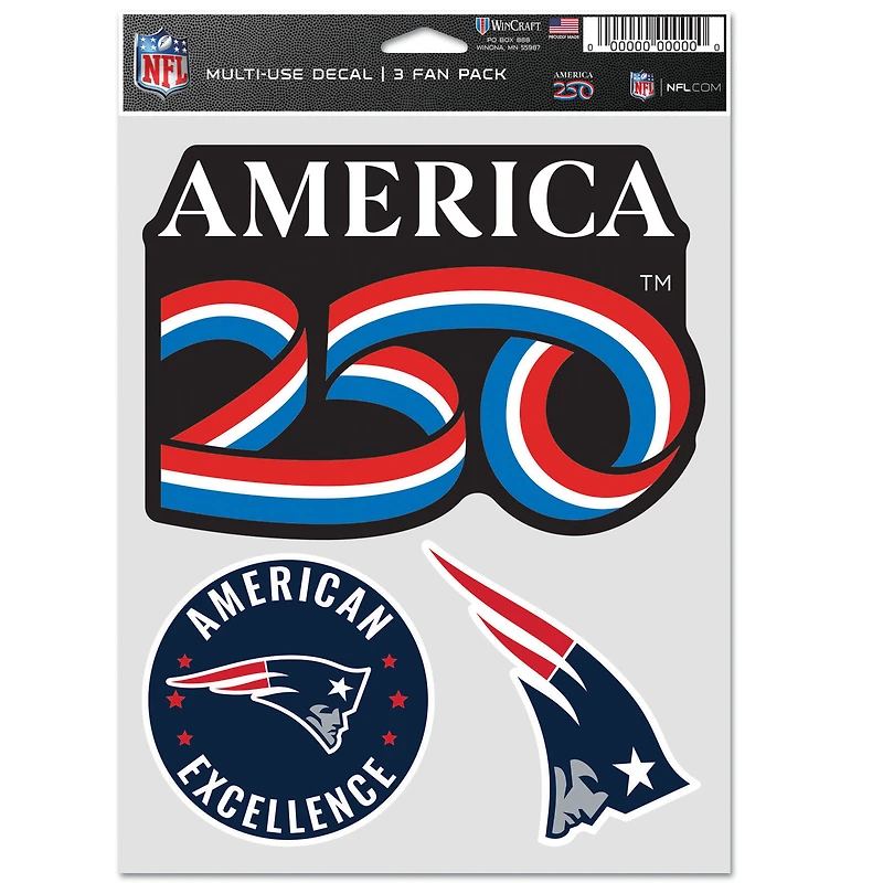 WinCraft New England Patriots America 250 Three-Piece Fan Decal Set