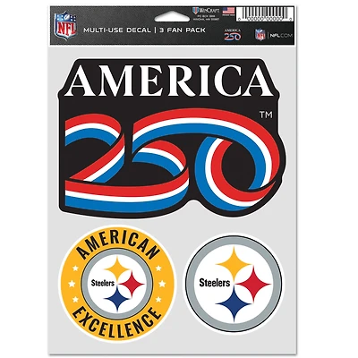 WinCraft Pittsburgh Steelers America 250 Three-Piece Fan Decal Set