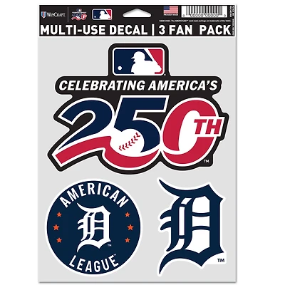 WinCraft Detroit Tigers America 250 Three-Piece Fan Decal Set