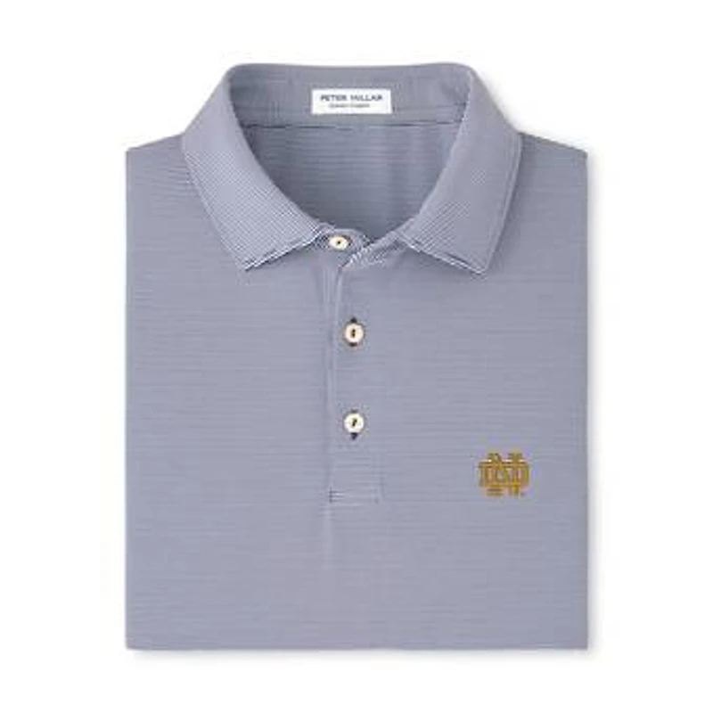 Men's Peter Millar Navy Notre Dame Fighting Irish Jubilee Stripe Stretch Jersey Polo