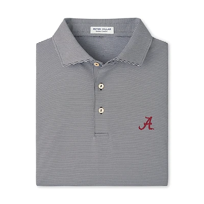 Men's Peter Millar  Black Alabama Crimson Tide Jubilee Stripe Stretch Jersey Polo
