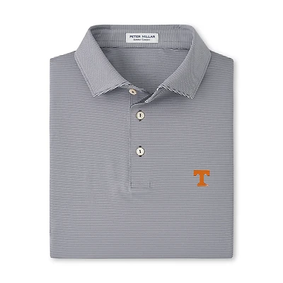 Men's Peter Millar  Gray Tennessee Volunteers Jubilee Stripe Stretch Jersey Polo