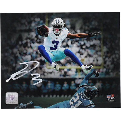 George Pickens Dallas Cowboys Autographed 8" x 10" Leap Over Defender Spotlight Photograph