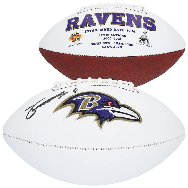 Zay Flowers Baltimore Ravens Autographed Wilson White Panel Football