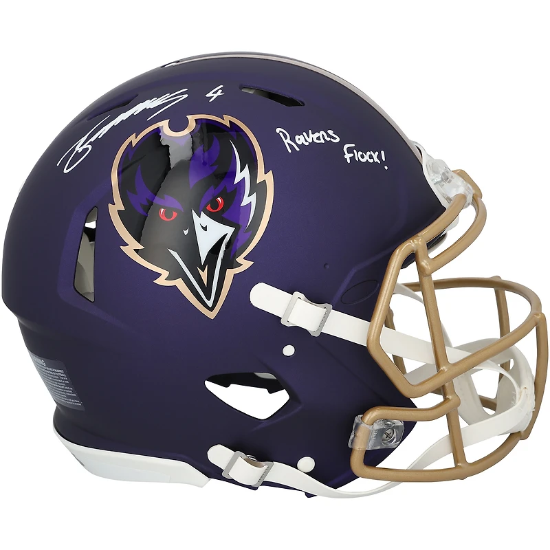 Zay Flowers Baltimore Ravens Autographed Riddell 2024 Alternate Speed Authentic Helmet with "Ravens Flock" Inscription