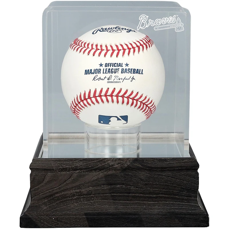 Atlanta Braves Charcoal Logo Baseball Display Case - UV Protected