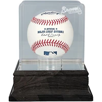 Atlanta Braves Charcoal Logo Baseball Display Case - UV Protected