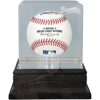 Atlanta Braves Charcoal Logo Baseball Display Case - UV Protected