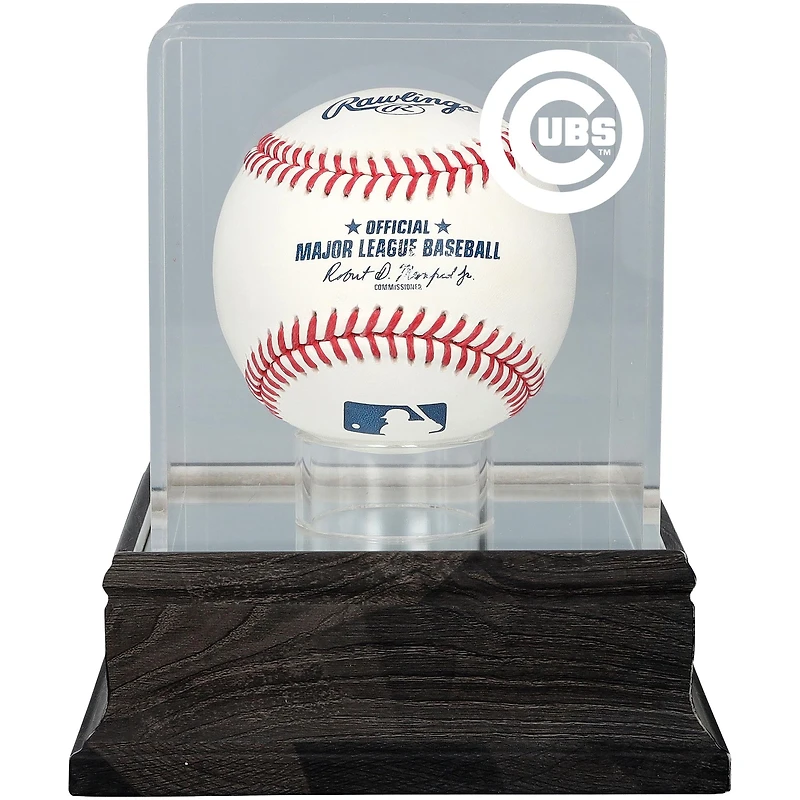 Chicago Cubs Charcoal Logo Baseball Display Case - UV Protected