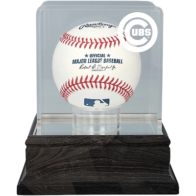 Chicago Cubs Charcoal Logo Baseball Display Case - UV Protected