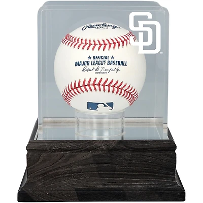 San Diego Padres Charcoal Logo Baseball Display Case - UV Protected