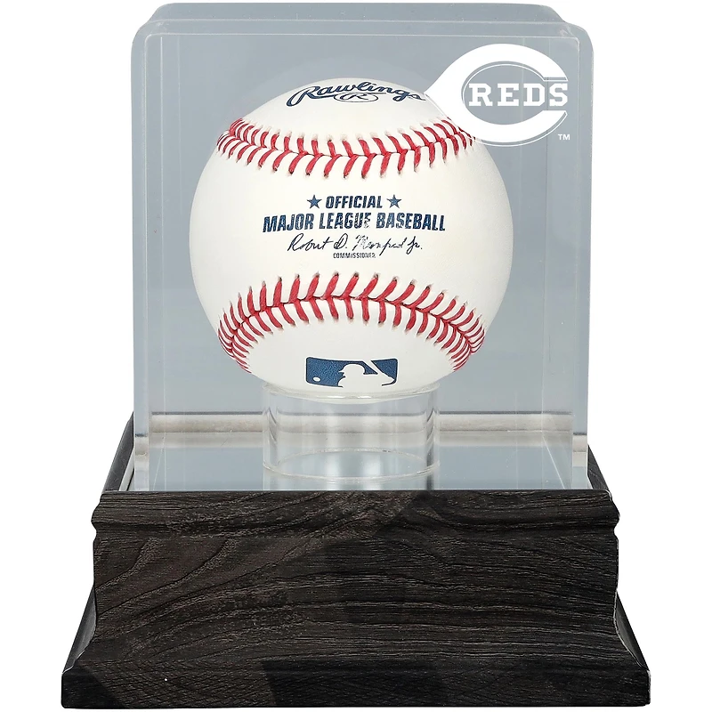 Cincinnati Reds Charcoal Logo Baseball Display Case - UV Protected