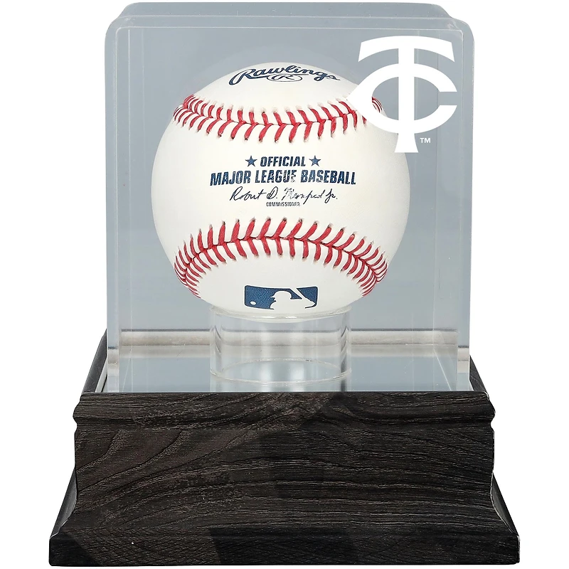 Minnesota Twins Charcoal Logo Baseball Display Case - UV Protected
