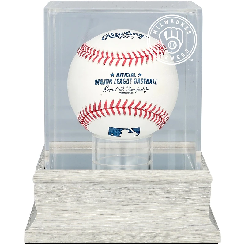 Milwaukee Brewers Slate Gray Logo Baseball Display Case - UV Protected