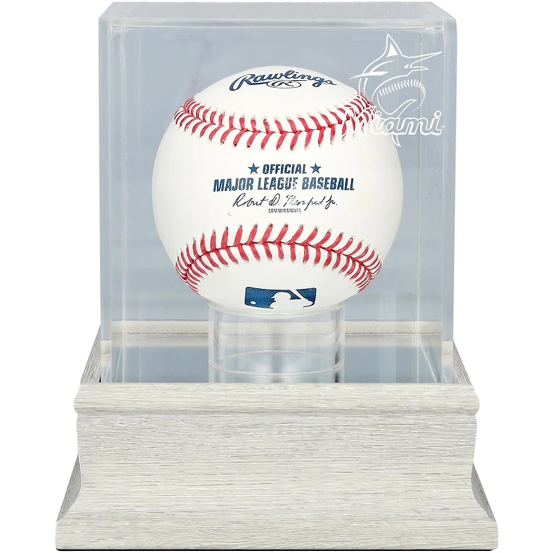 Miami Marlins Slate Gray Logo Baseball Display Case - UV Protected