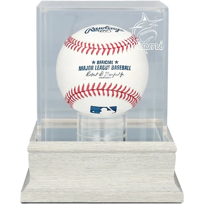 Miami Marlins Slate Gray Logo Baseball Display Case - UV Protected