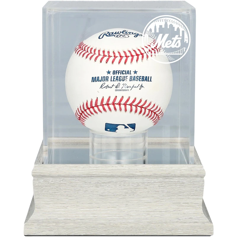 New York Mets Slate Gray Logo Baseball Display Case - UV Protected