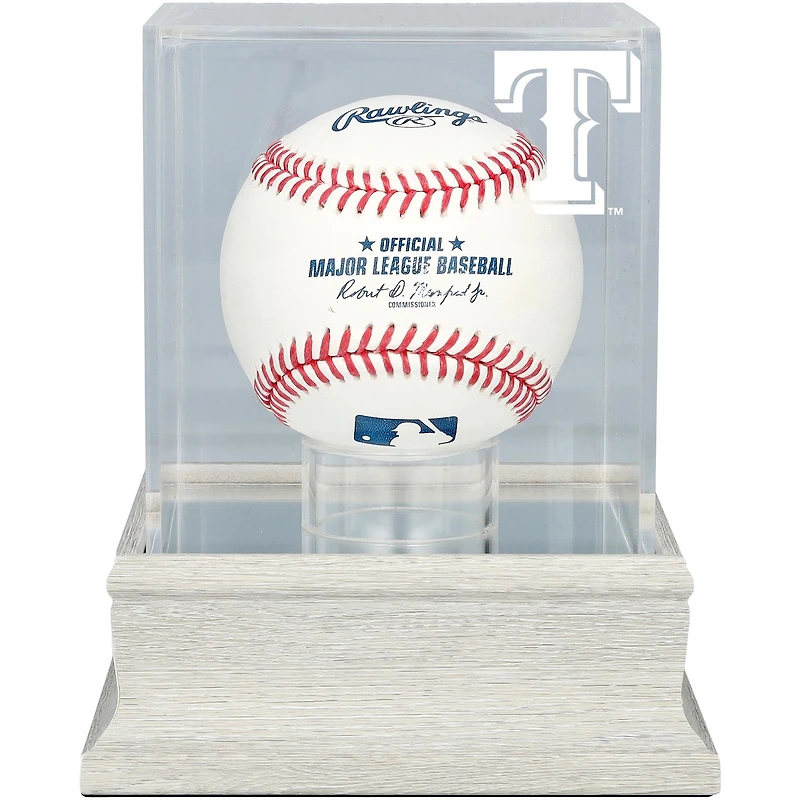 Texas Rangers Slate Gray Logo Baseball Display Case - UV Protected