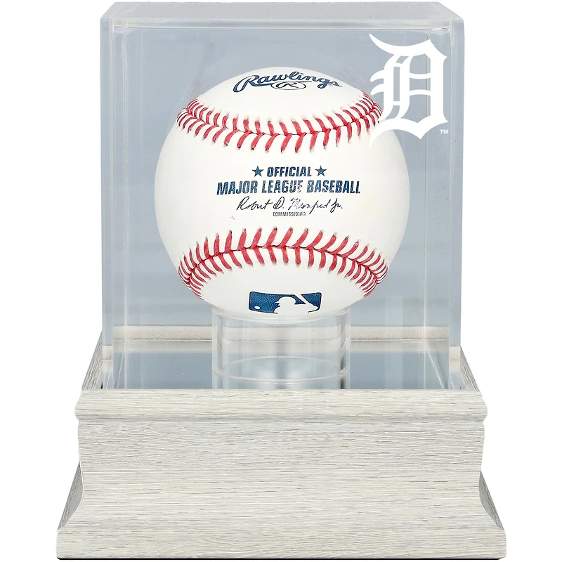 Detroit Tigers Slate Gray Logo Baseball Display Case - UV Protected
