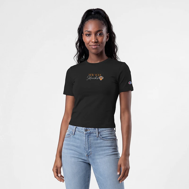 Women's Champion Black New York Knicks Soft Touch T-Shirt