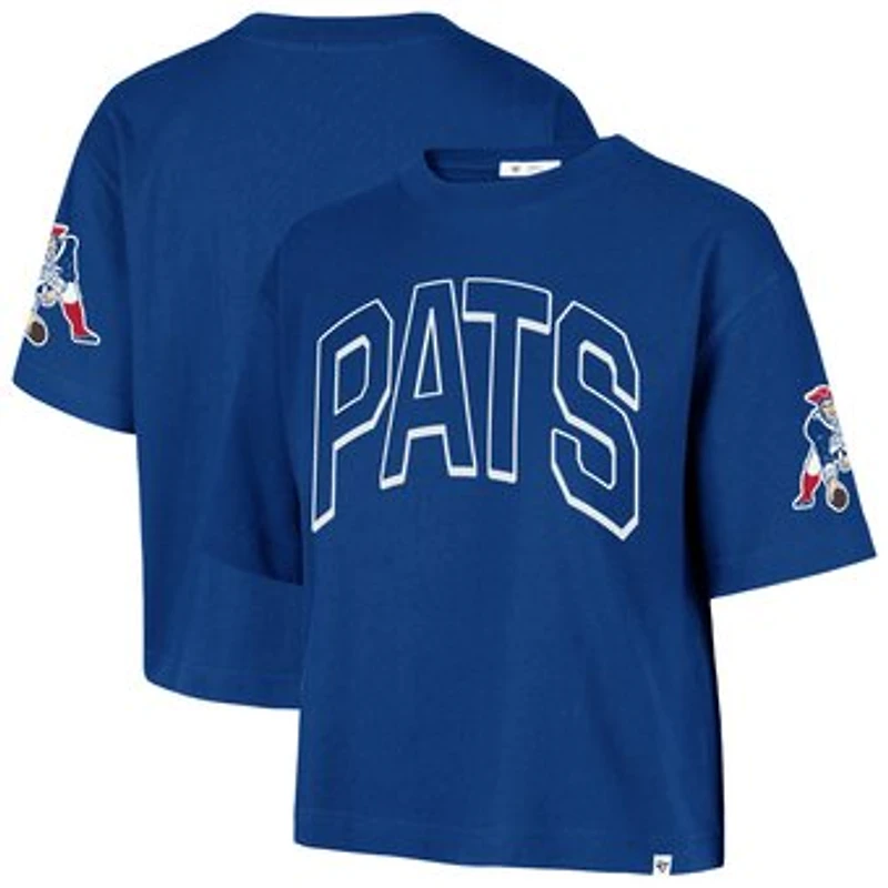 Women's '47 Royal New England Patriots Call Out Reed City T-Shirt