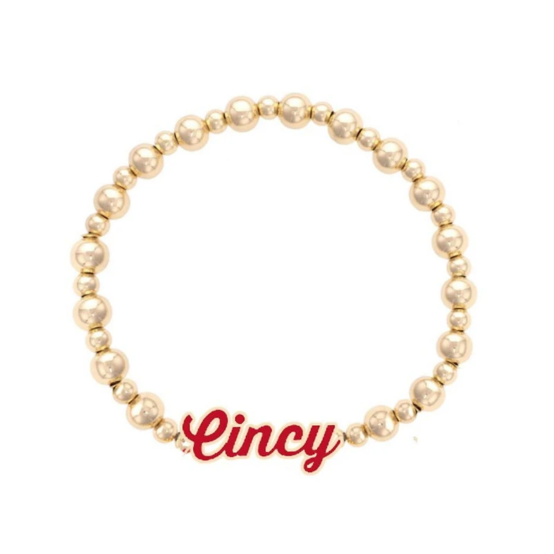 Women's CANVAS Style Cincinnati Bearcats Enamel Autograph Stretch Bracelet