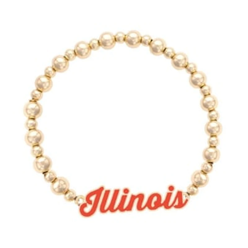 Women's CANVAS Style Illinois Fighting Illini Enamel Autograph Stretch Bracelet