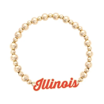 Women's CANVAS Style Illinois Fighting Illini Enamel Autograph Stretch Bracelet