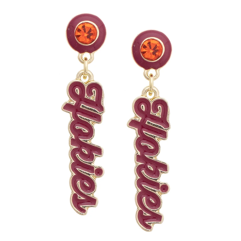 Women's CANVAS Style Virginia Tech Hokies Rhinestone Drop Autograph Enamel Earrings