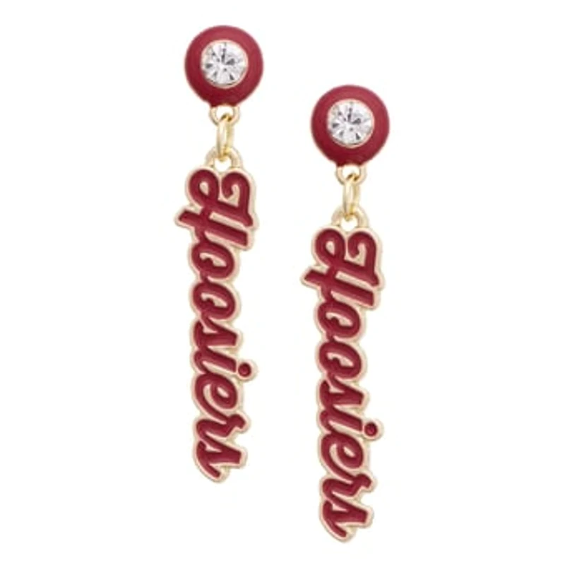 Women's CANVAS Style Indiana Hoosiers Rhinestone Drop Autograph Enamel Earrings
