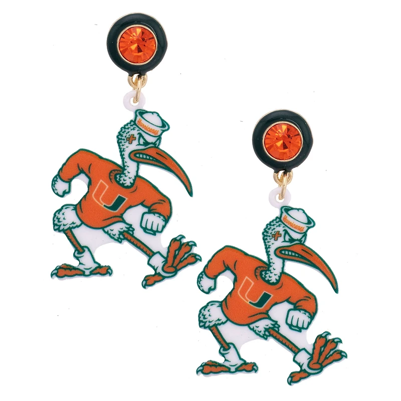 Women's CANVAS Style Miami Hurricanes Resin Earrings