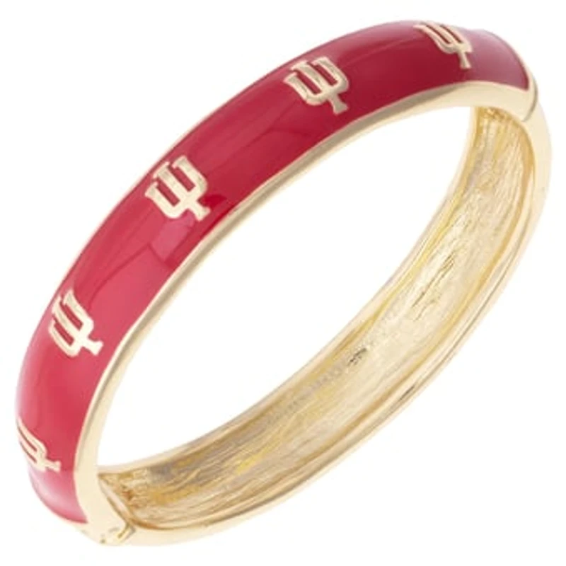 Women's CANVAS Style Indiana Hoosiers Enamel Logo Hinge Bangle