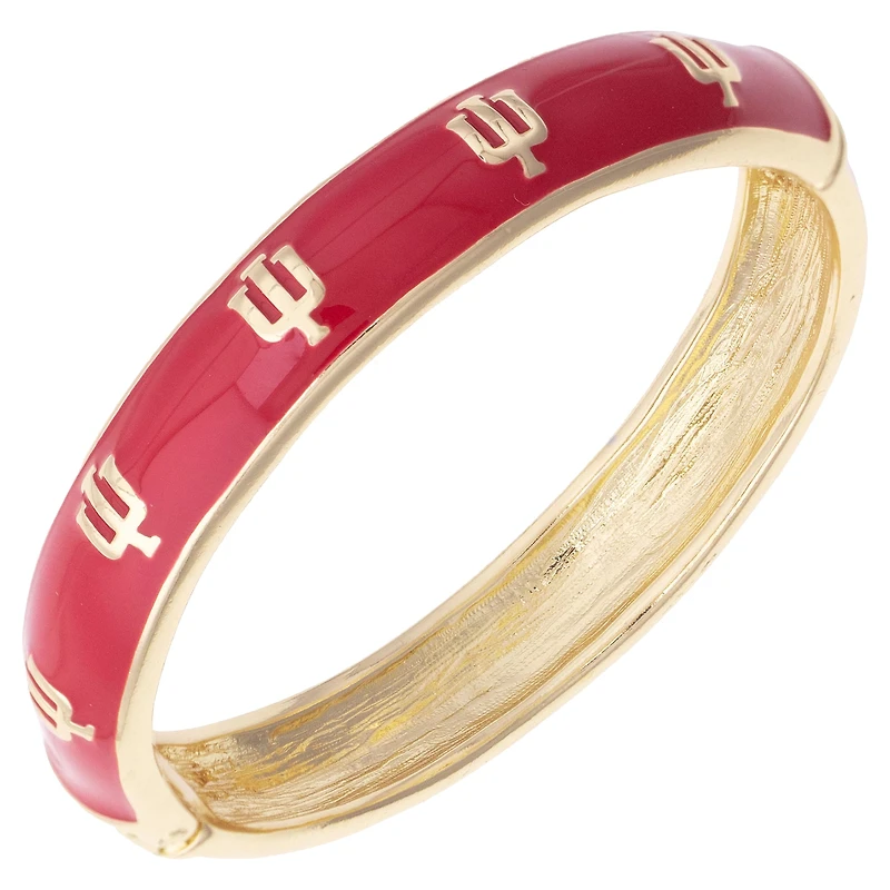 Women's CANVAS Style Indiana Hoosiers Enamel Logo Hinge Bangle