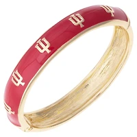 Women's CANVAS Style Indiana Hoosiers Enamel Logo Hinge Bangle