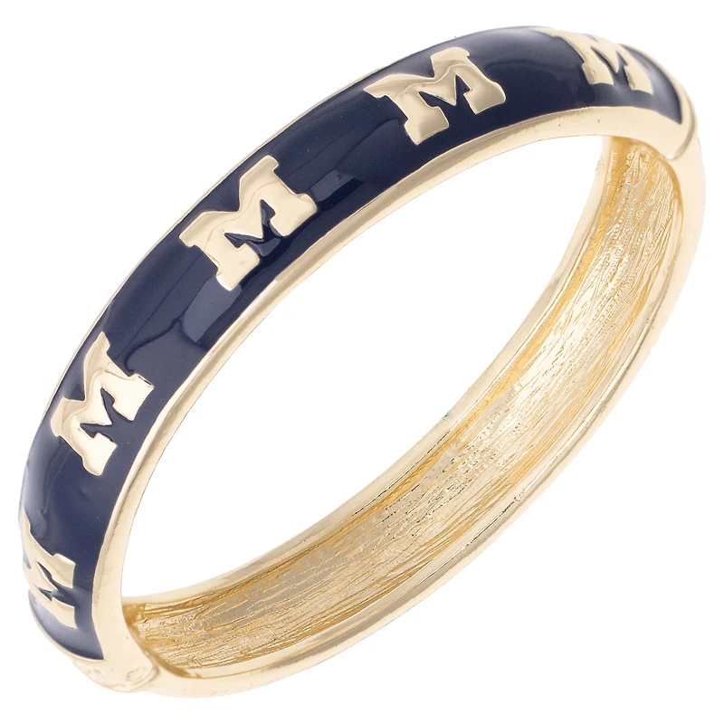 Women's CANVAS Style Michigan Wolverines Enamel Logo Hinge Bangle