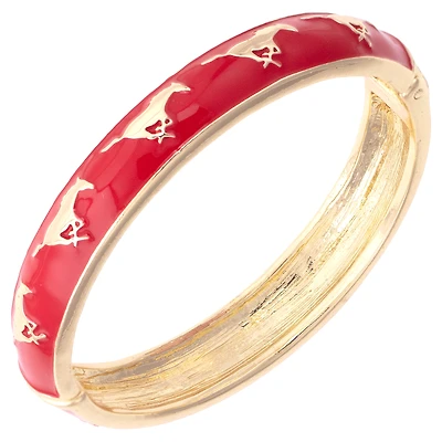 Women's CANVAS Style SMU Mustangs Enamel Logo Hinge Bangle